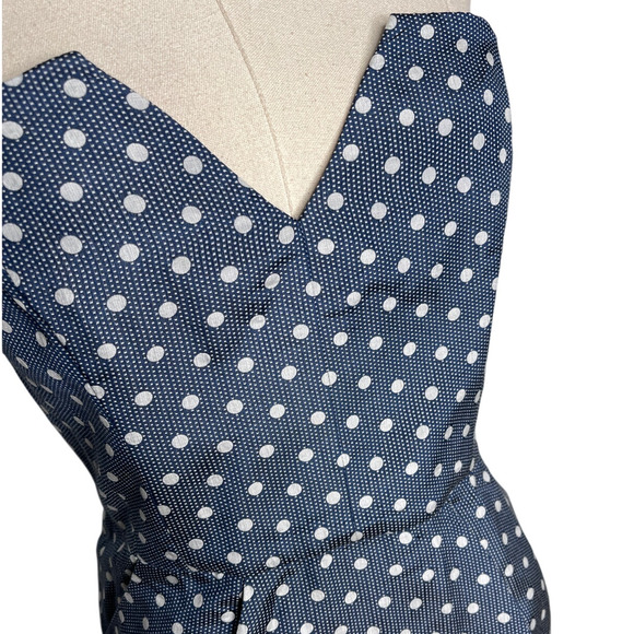 Anthropologie 10 Alice Temperley Silk $450 Polka Dot Dress Strapless Blue White - Picture 5 of 12